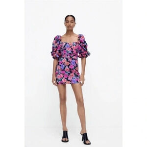 Zara floral print mini dress small 8812/546 without belt